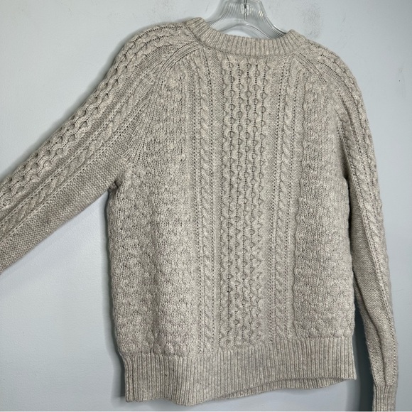 J Crew Women’s Heathered Gray Popcorn Cable Knit Fisherman Sweater Size S - Picture 7 of 13